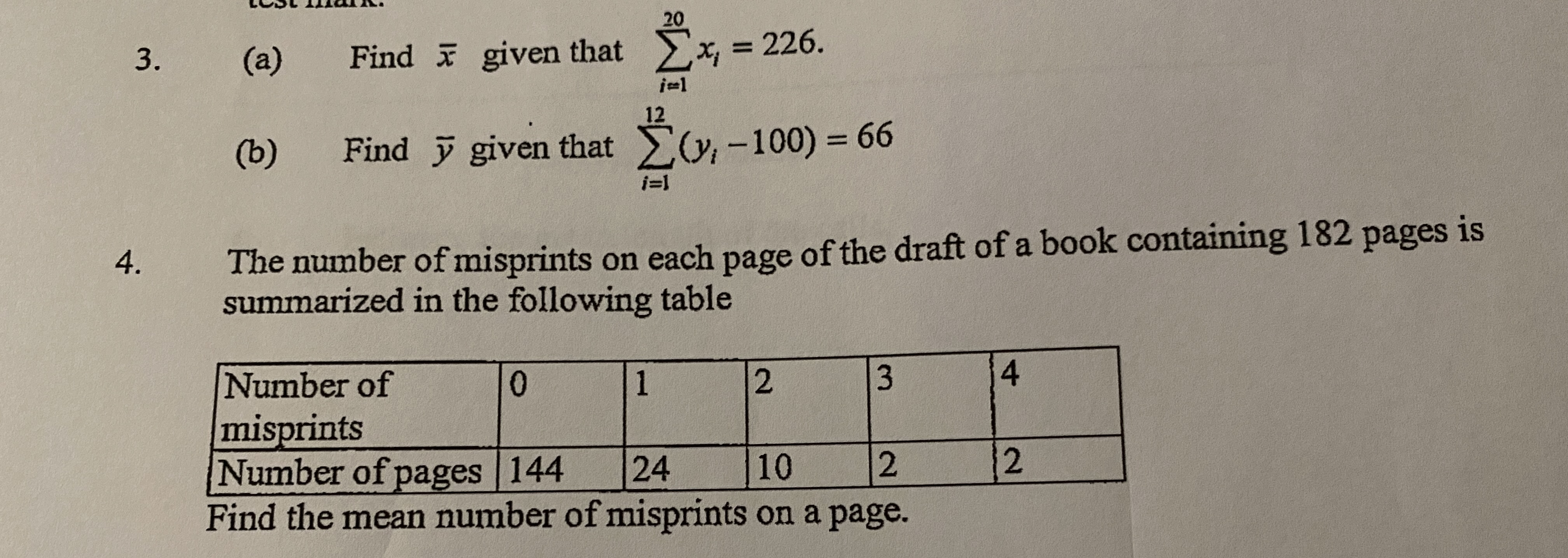 12 ( b ) Find y given that E(), -100) = 66