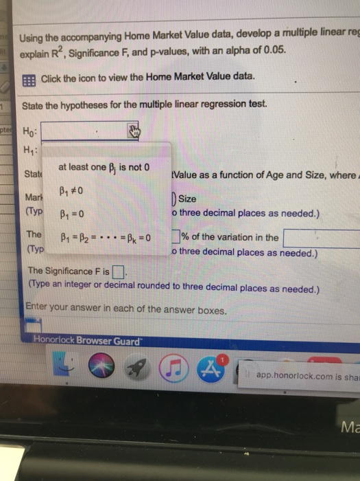regression model for estimating the market value as a function of both