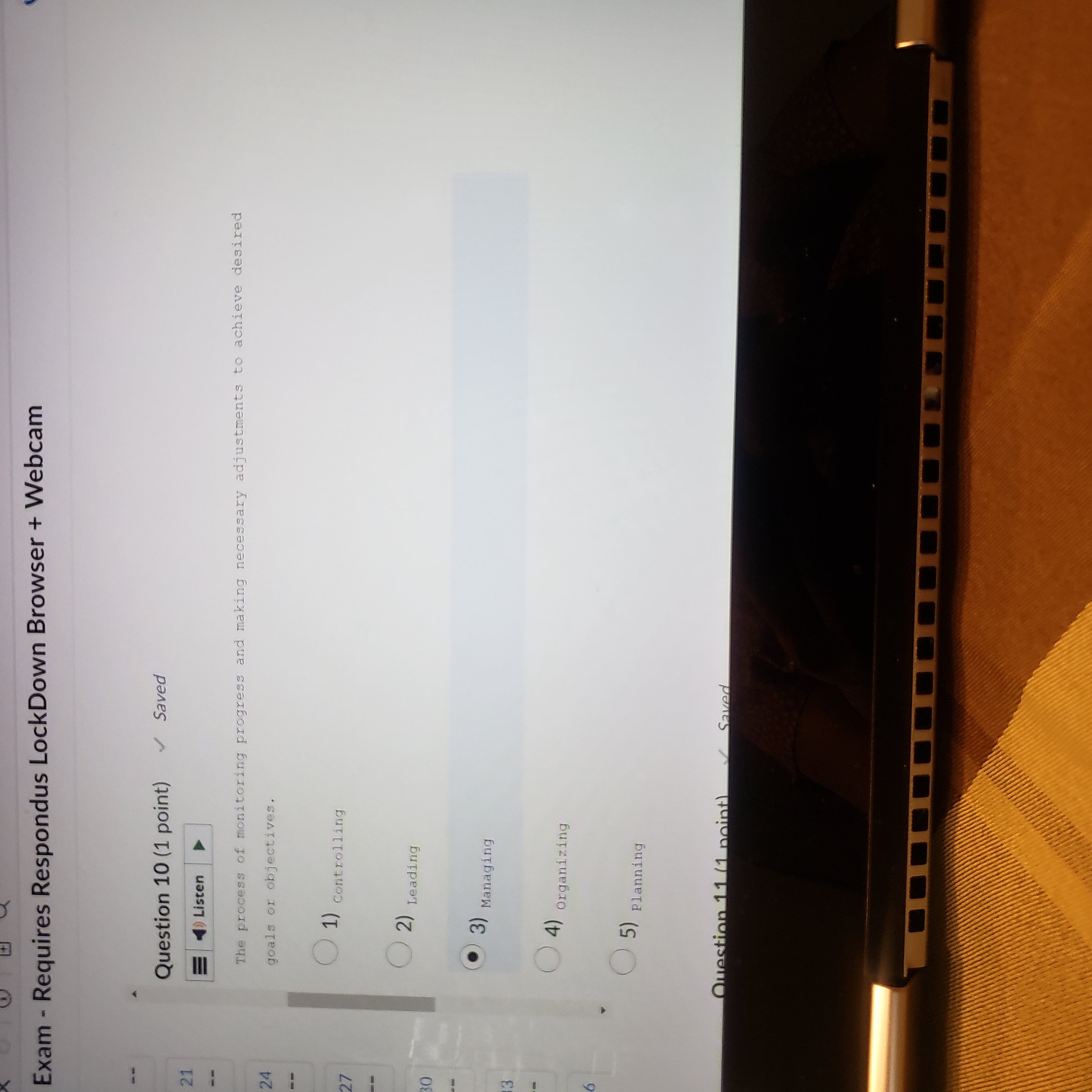  Exam - Requires Respondus LockDown Browser + Webcam Question 10 (1