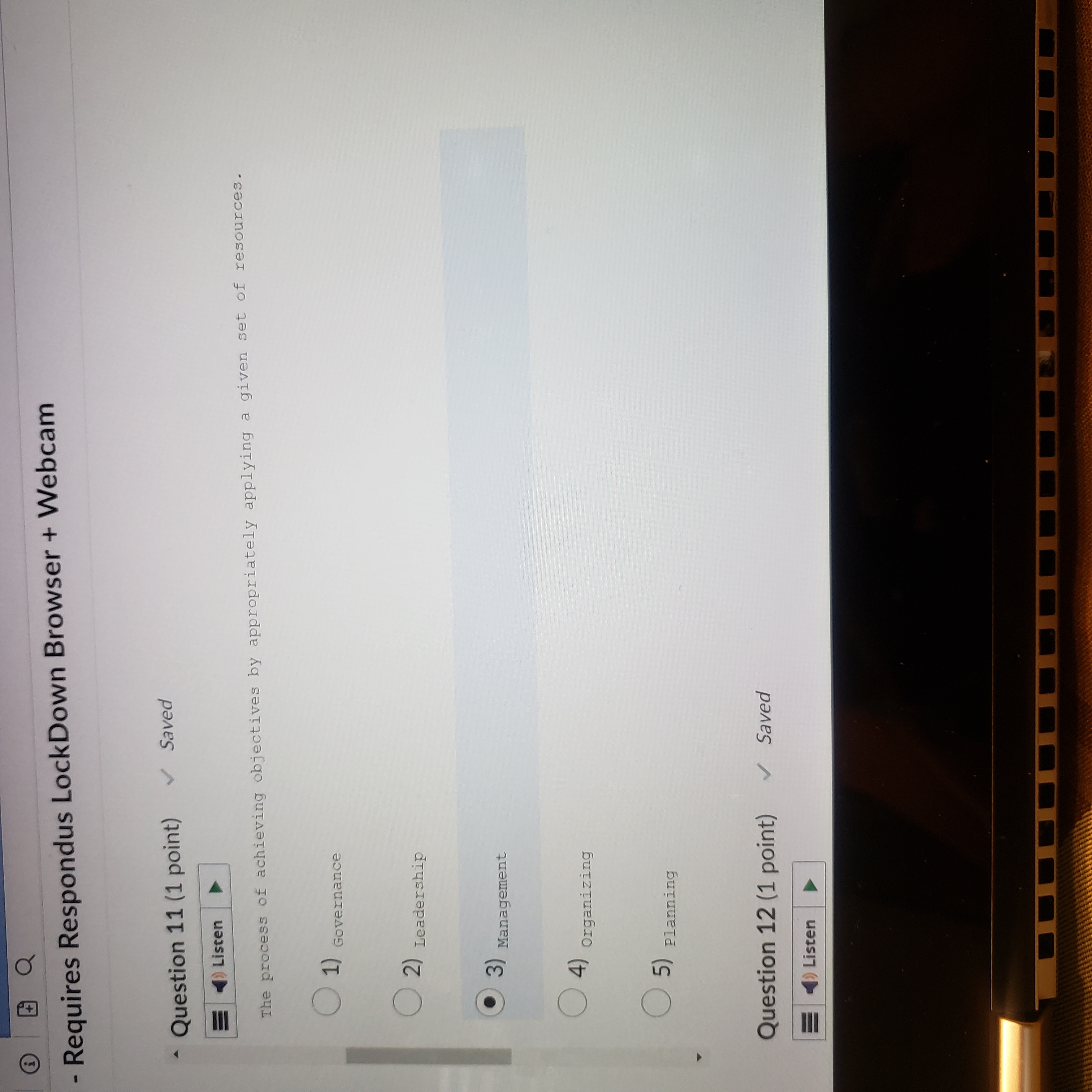 point) Saved 21 ) Listen The process of monitoring progress and making