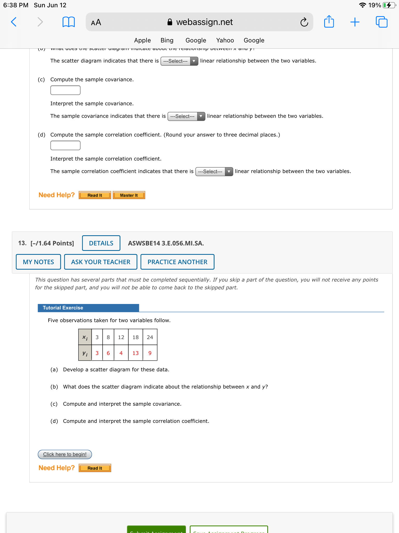 YOUR TEACHER PRACTICE ANOTHER Consider a sample with data values of 25,