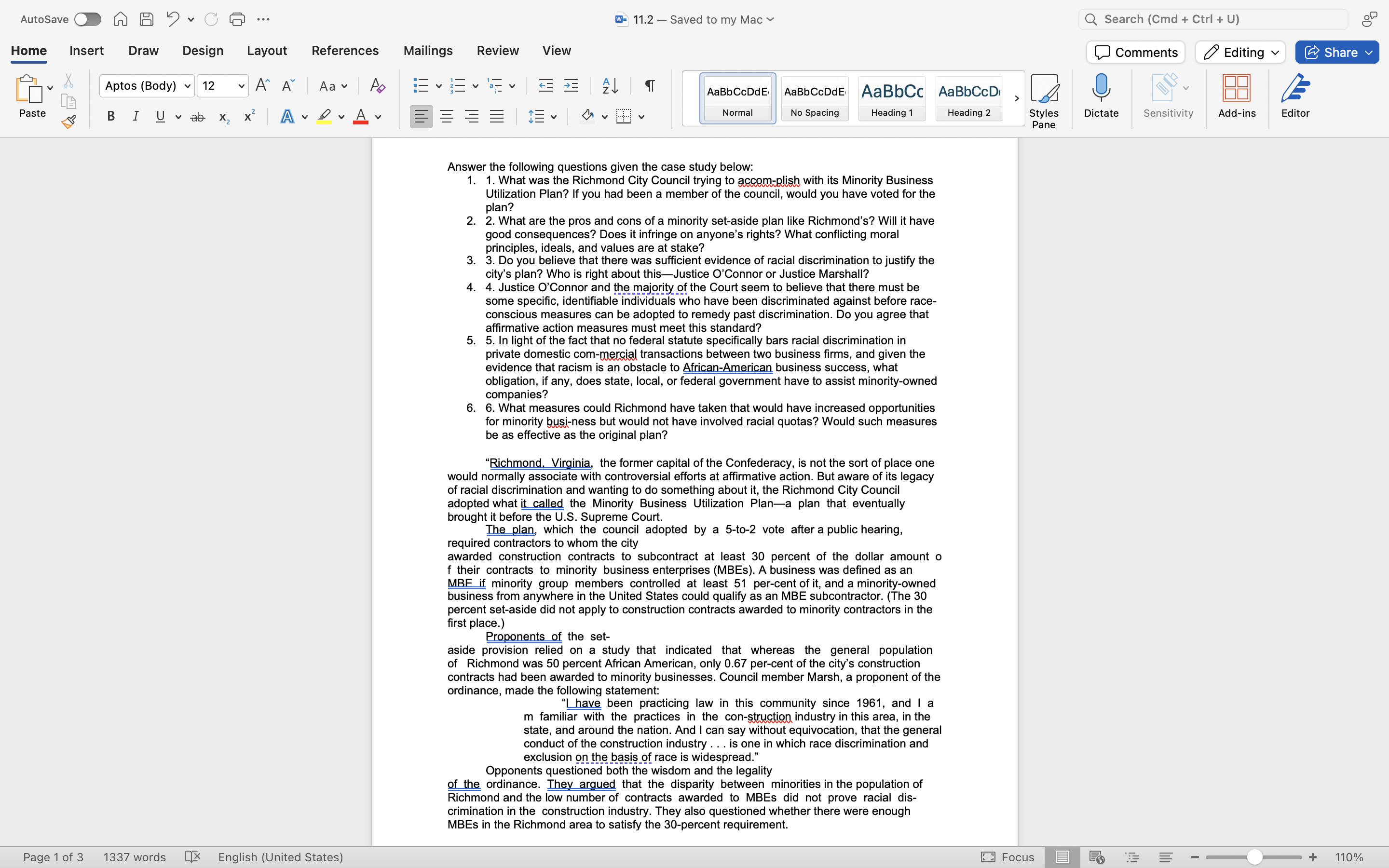 Autosave I () D v Home Insert Draw Aptos (Body) v