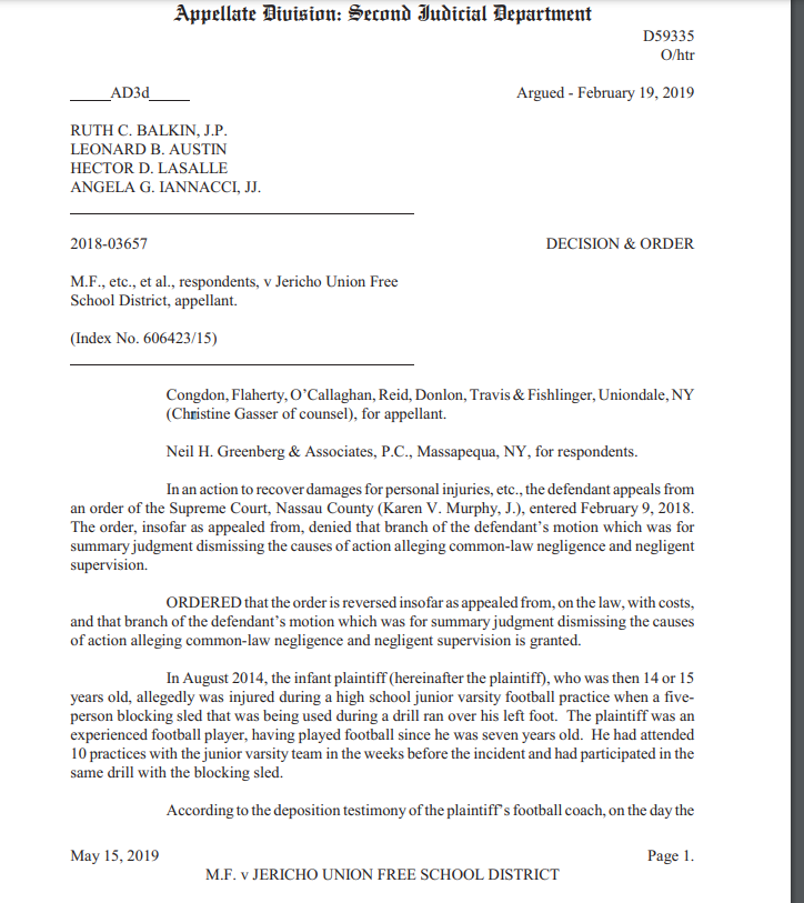  Discussion Question Three: After reading MF v. Jericho Union Free School