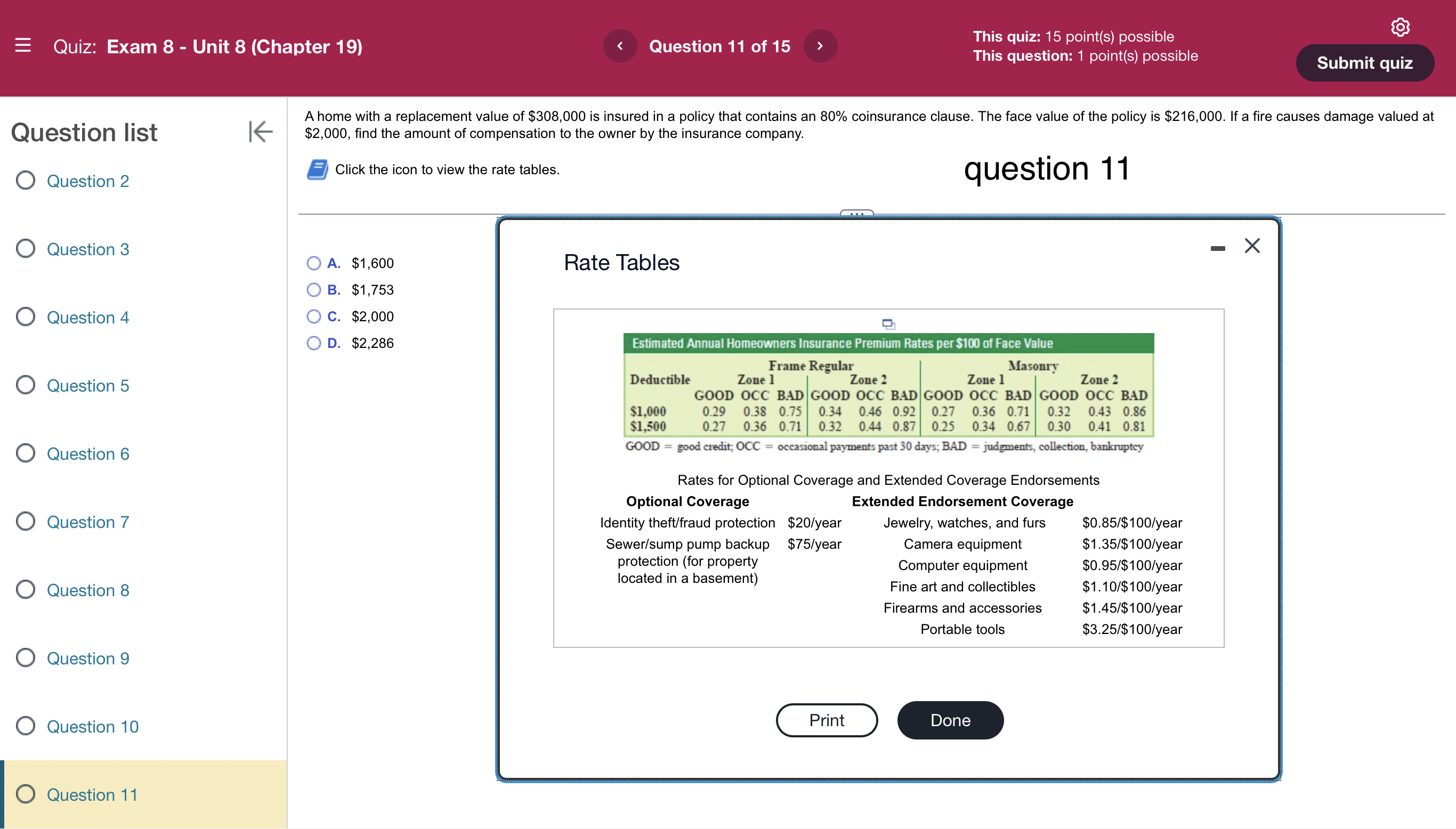 Click here to view the table of annual automobile liability insurance pre
