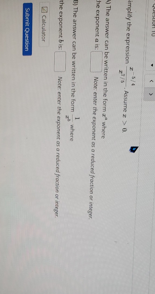 / 5 Assume x > 0. ) The answer can be written