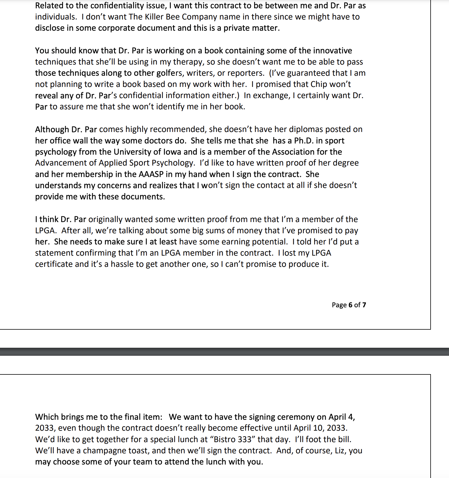 Counsel, The Killer Bee Company From: Contracts Managers, The Killer Bee Company