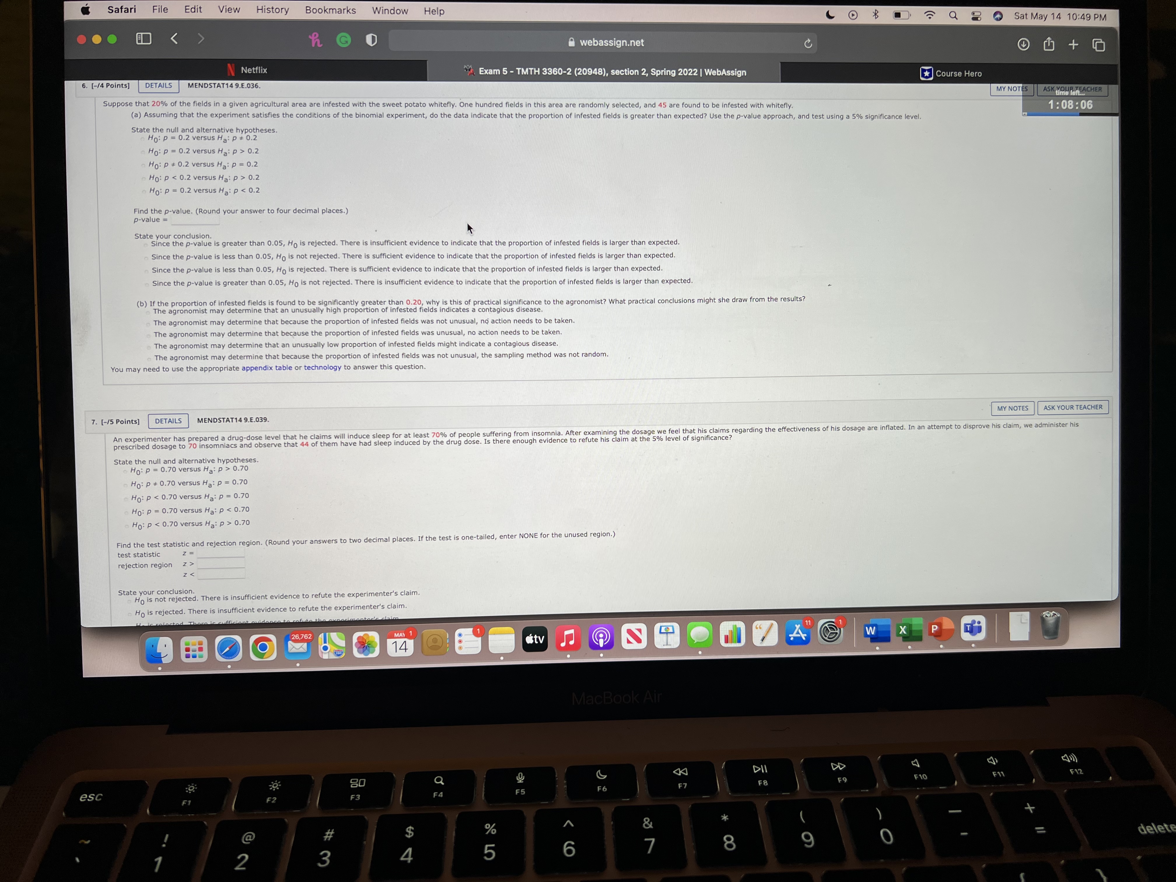 statistical significance. 10. [-/5 Points] DETAILS MENDSTAT14 9.E.077. MY NOTES ASK YOUR