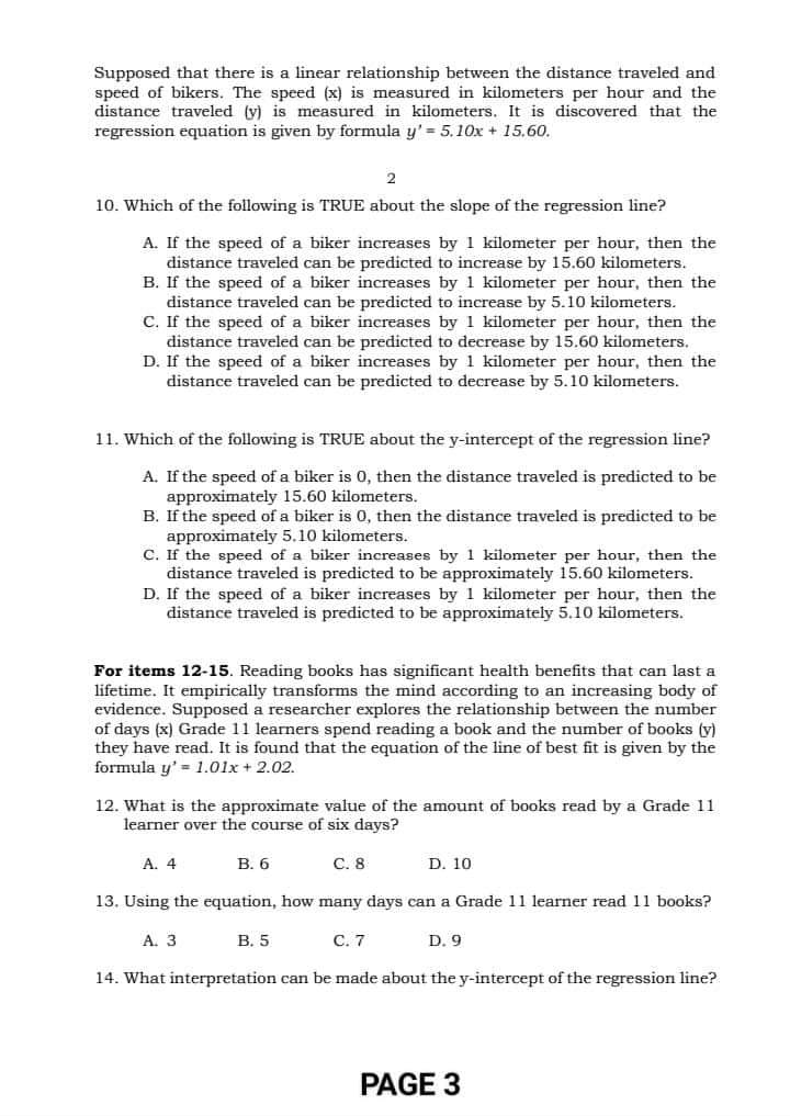 B. 79 C. 81 D. 83 For items 9-12. Reading books has