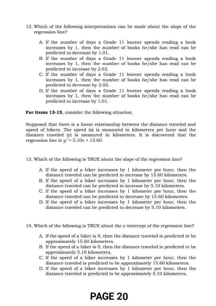 D. 29 11. What interpretation can be made about the y-intercept of