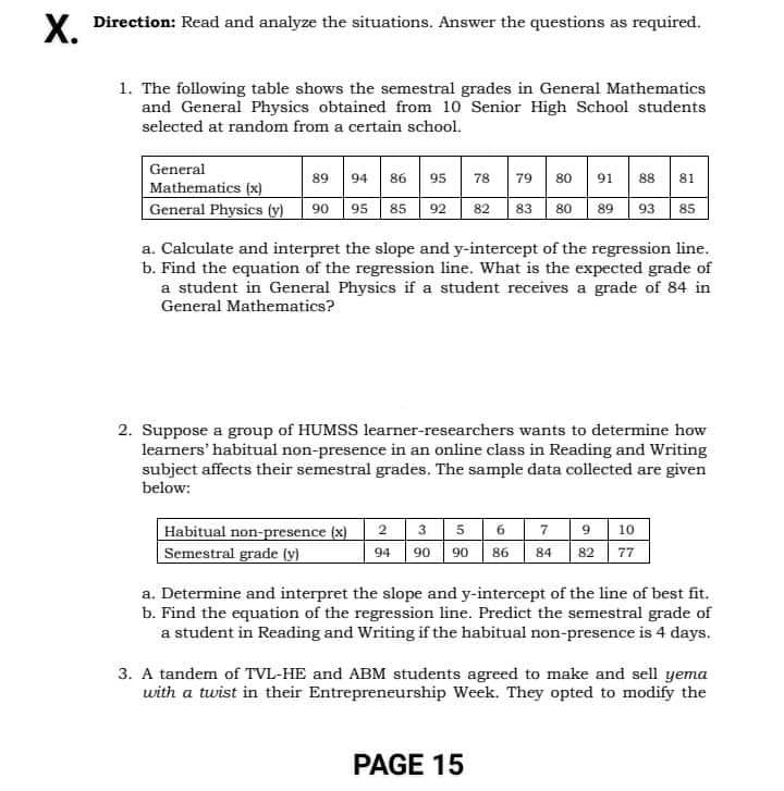 the set of ordered pairs in the START banner and work your