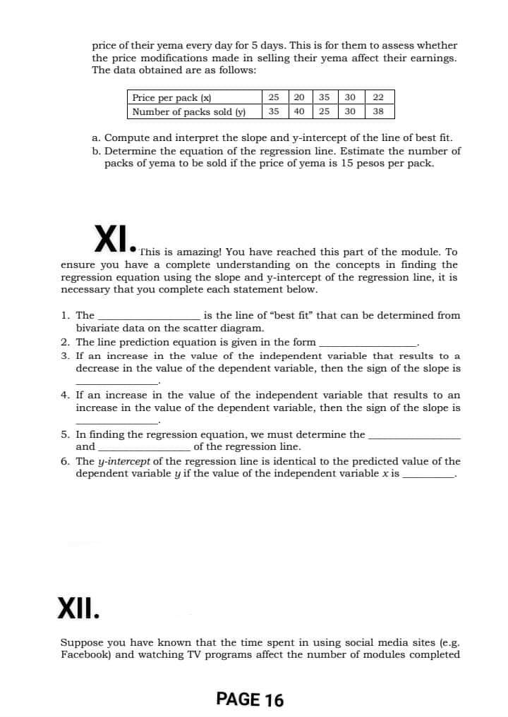 7 1 5 of the y-intercept -3 15 of the m =