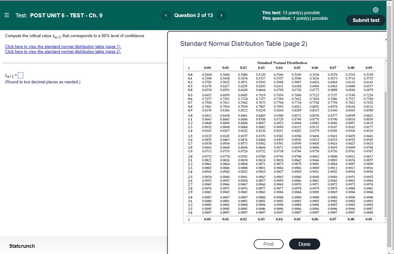 POST UNIT 6 - TEST - Ch. 9 This test: 13 point(s)