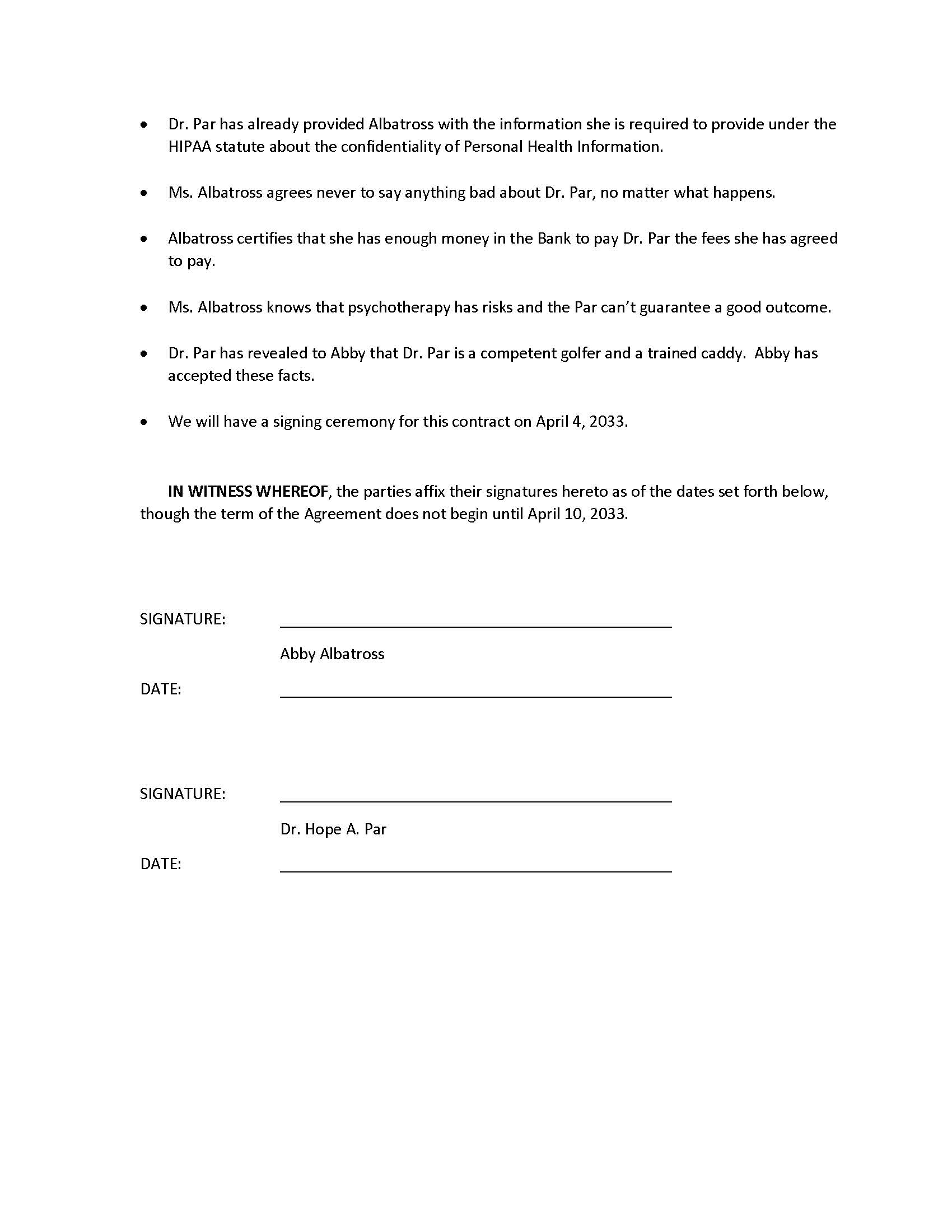 March 16th letter from Abby Albatross to Liz Moore, and the Draft