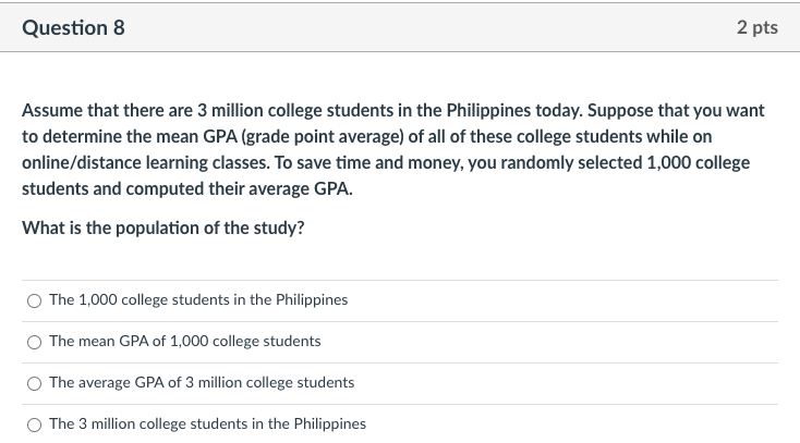pts Which can be classified under inferential statistics? O The line graph
