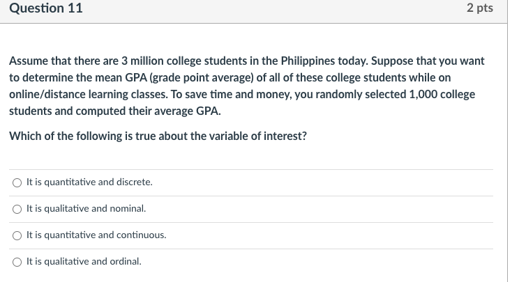 pts Assume that there are 3 million college students in the Philippines