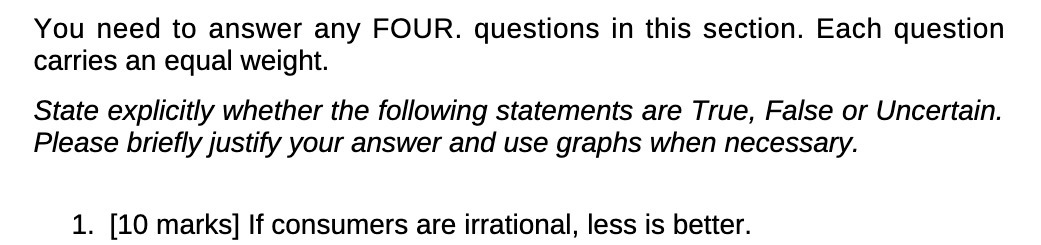  You need to answer any FOUR. questions in this section. Each