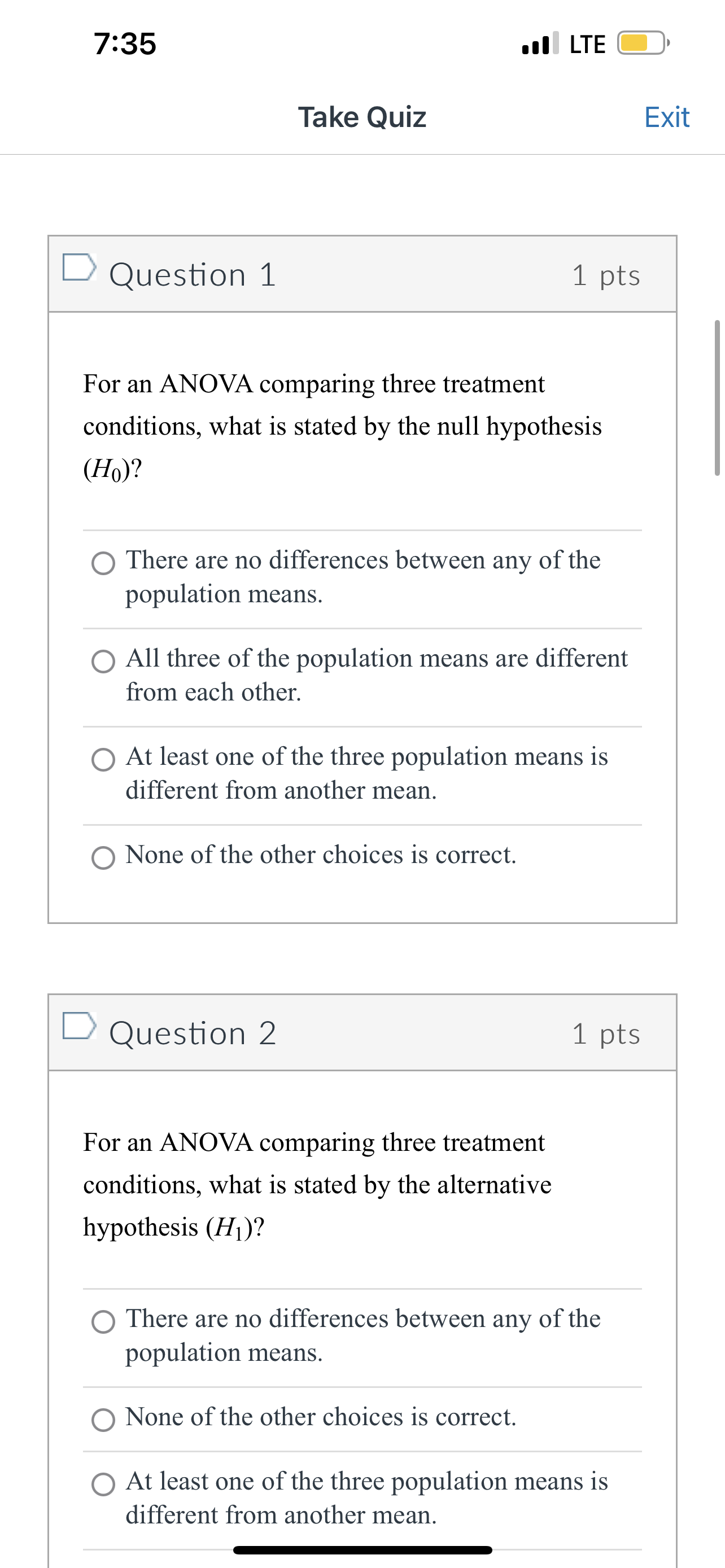 each treatment. For this study, what is detween treatments? 02 035 033