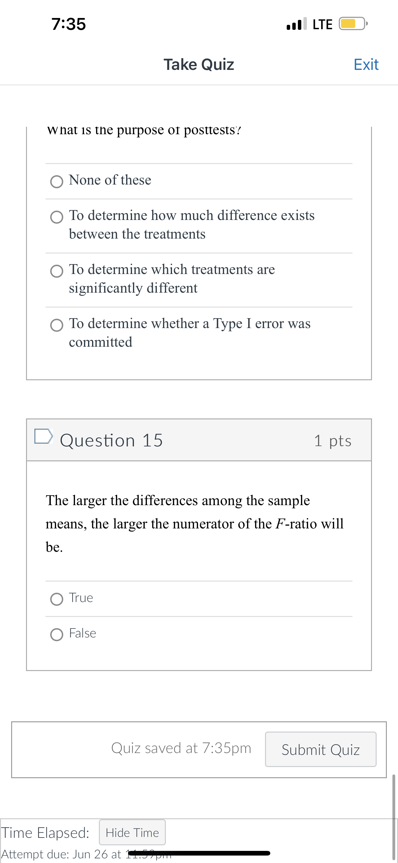 3 1 pts When comparing more than two treatment means, why should