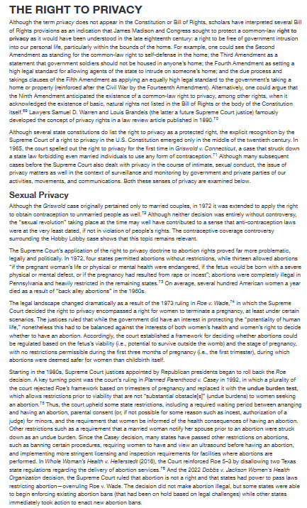 of the implied right to privacy. = Explain its significance in safeguarding