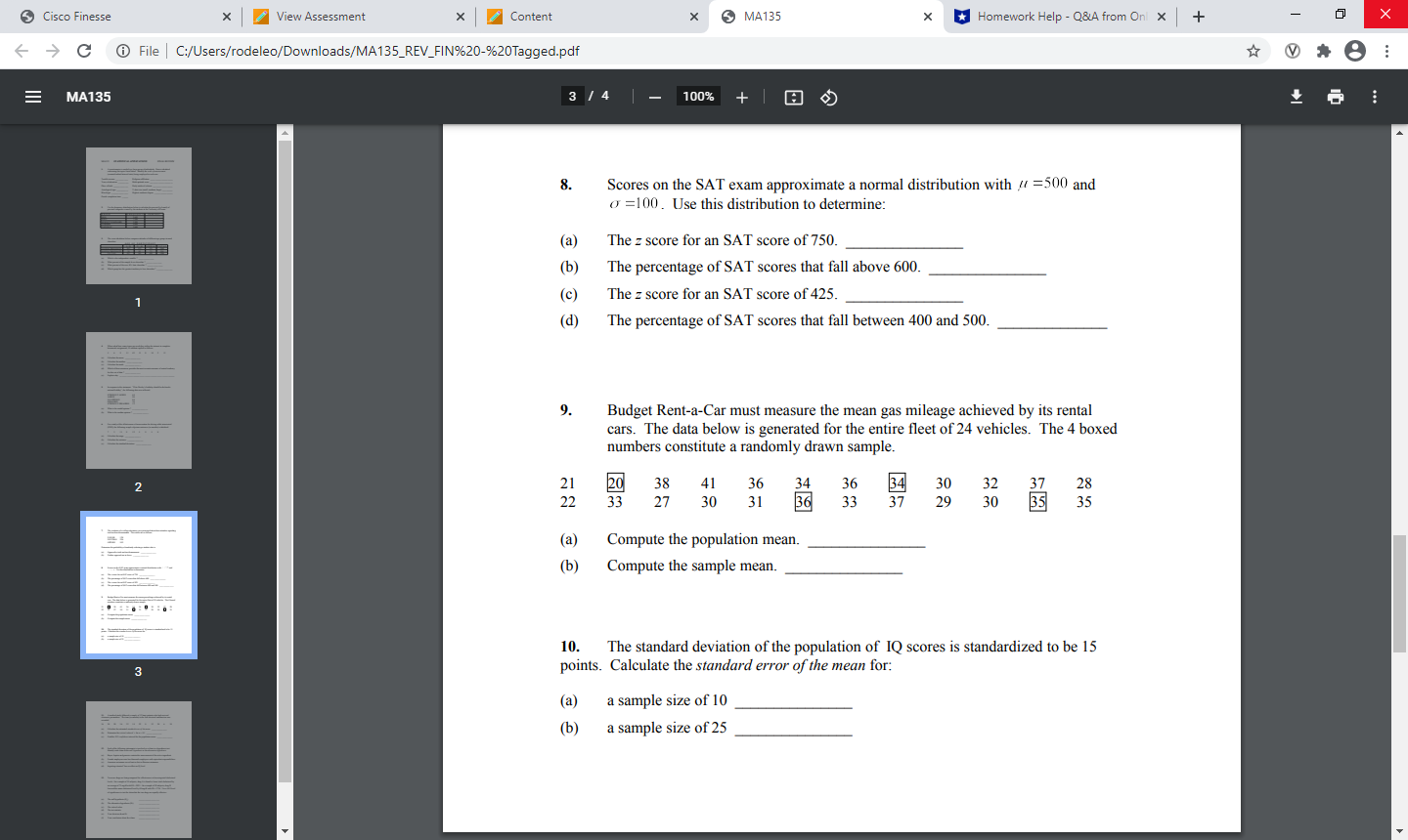 E MA135 1 /4 - 100% + 2. Use the frequency distribution