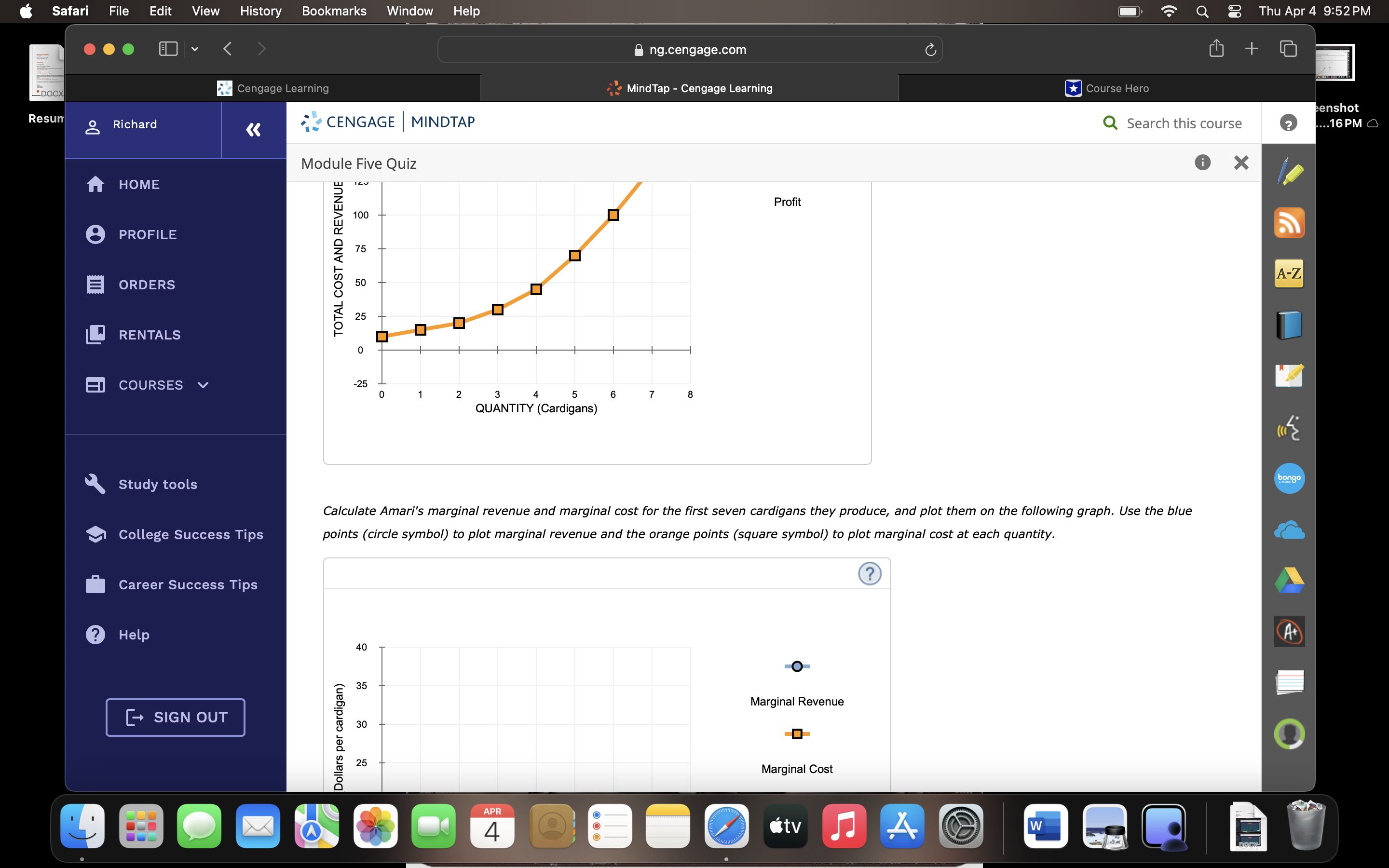 4 9:52PM @ ng.cengage.com E ] % MindTap - Cengage Learning Richard
