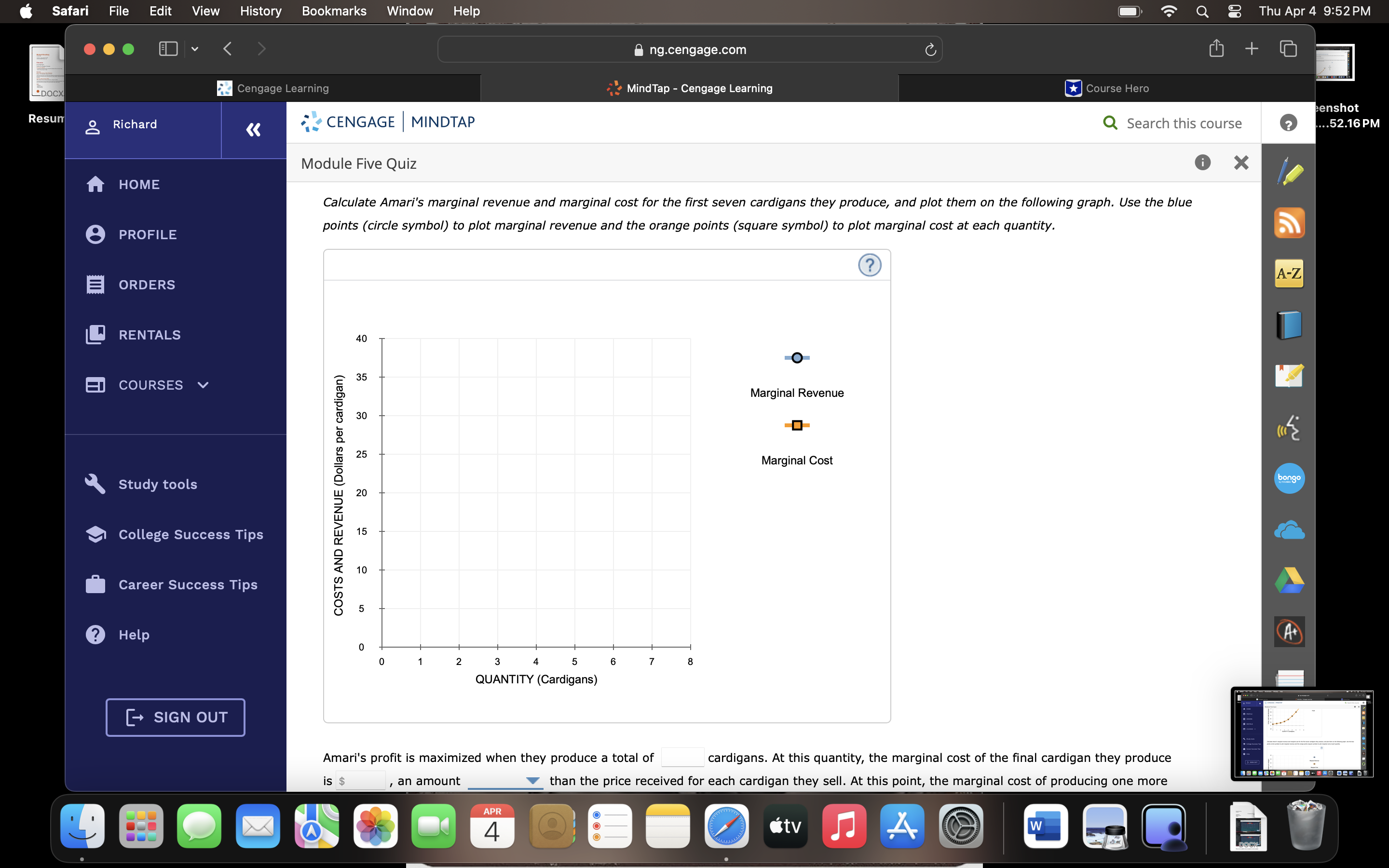 '..Q CENGAGE ' MINDTAP Q Search this course Module Five Quiz @