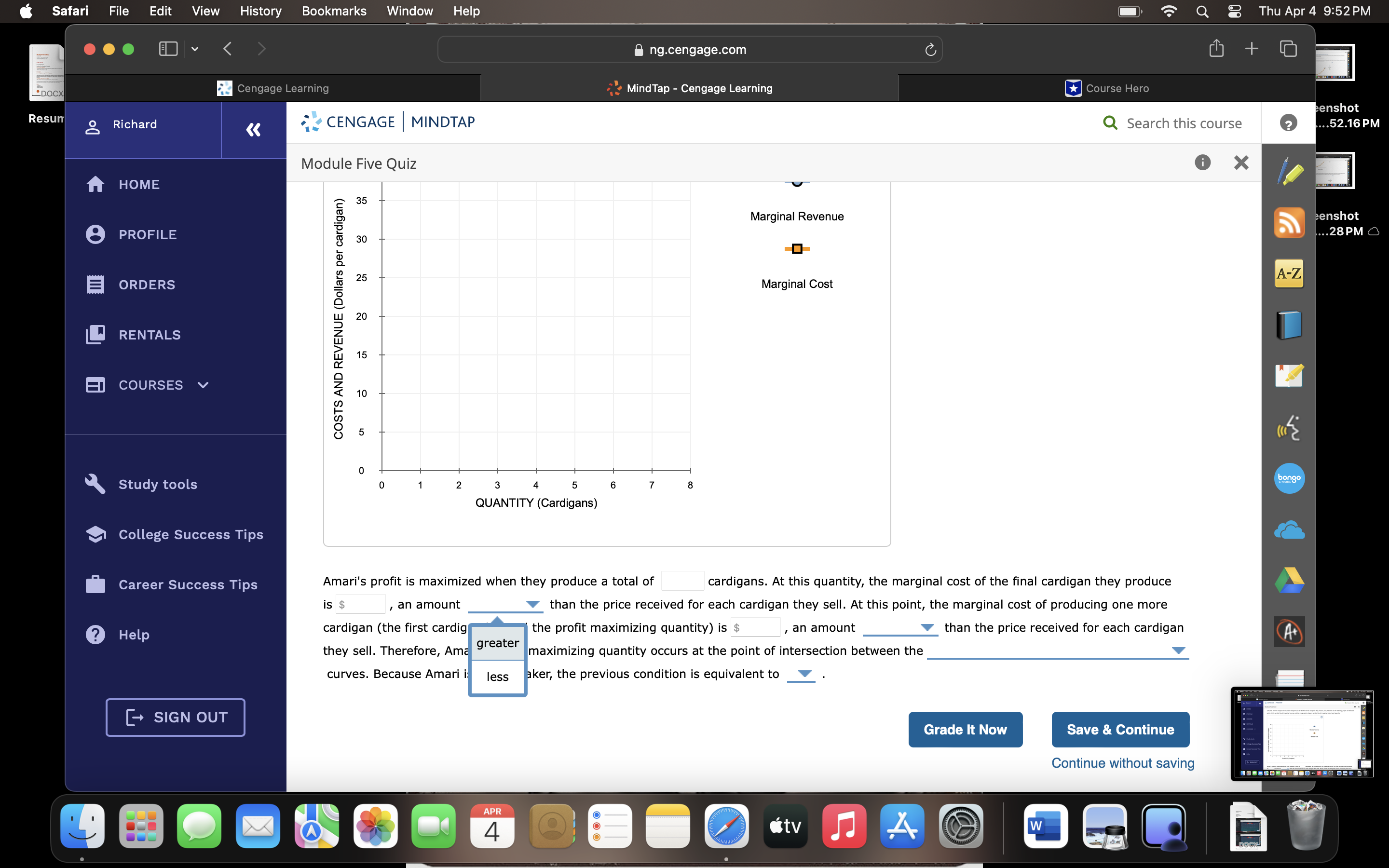 X 11. Profit maximization using total cost and total revenue curves PROFILE