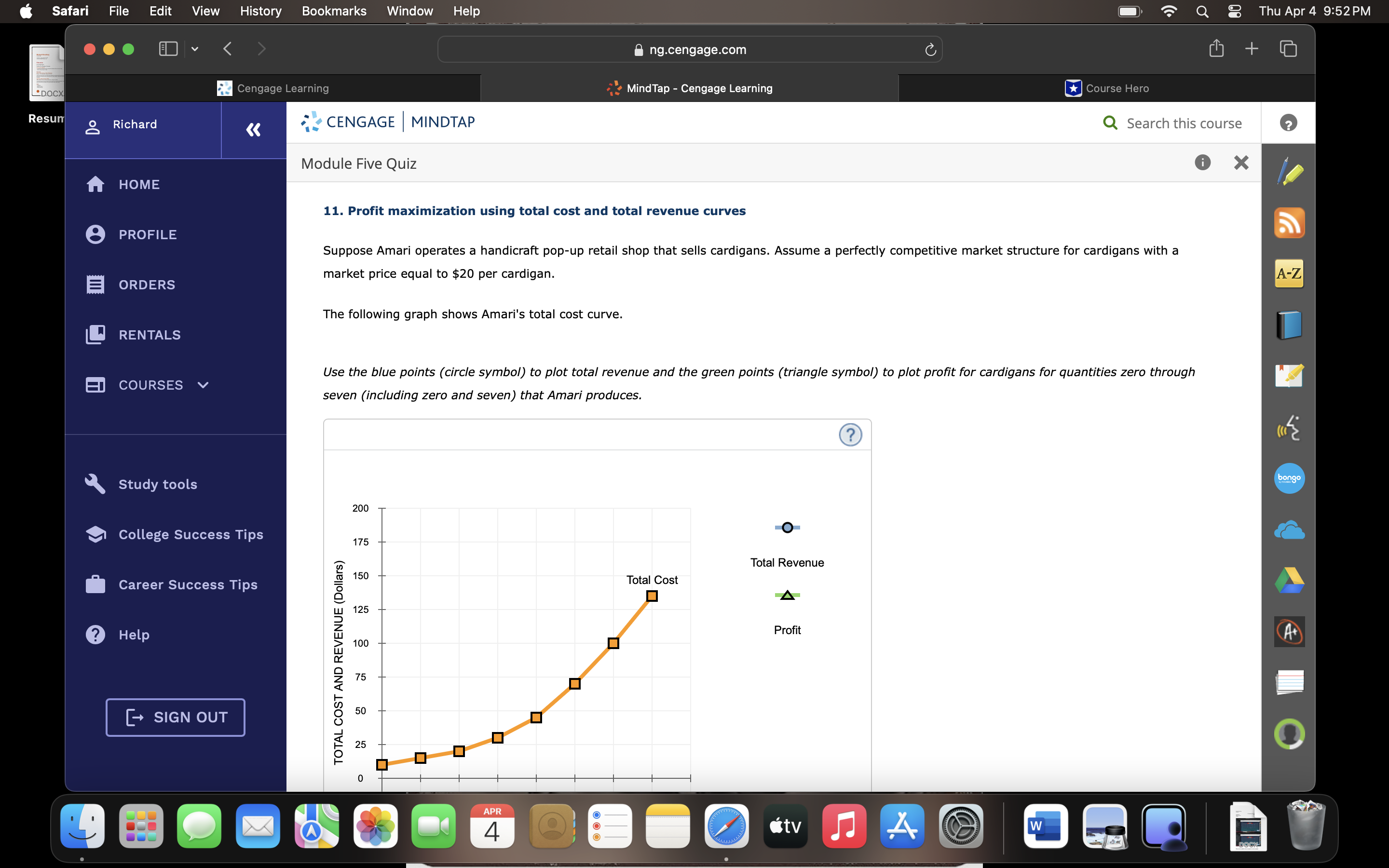 curve. RENTALS Use the blue points (circle symbol) to plot total revenue