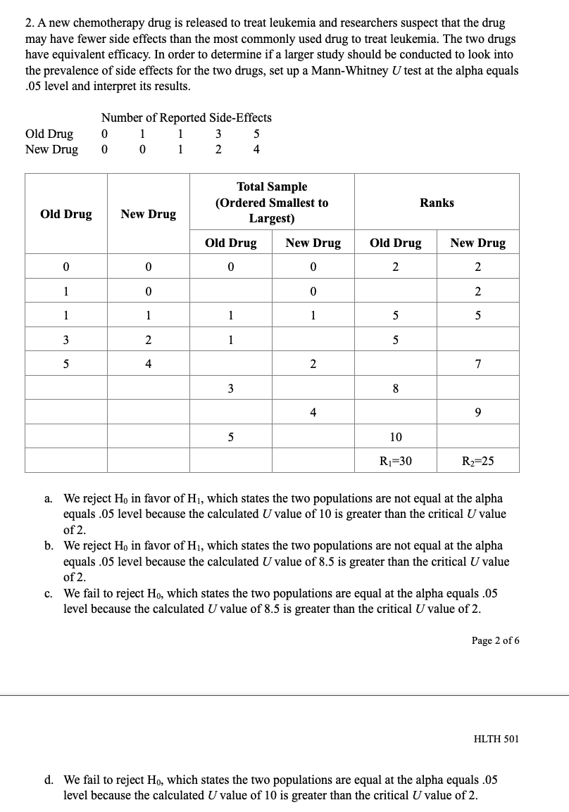 designed to compare the effectiveness of the two drugs. Set up and