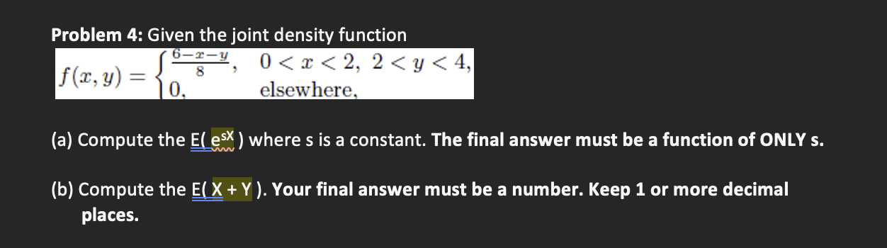 where s is a constant. The final answer must be a function