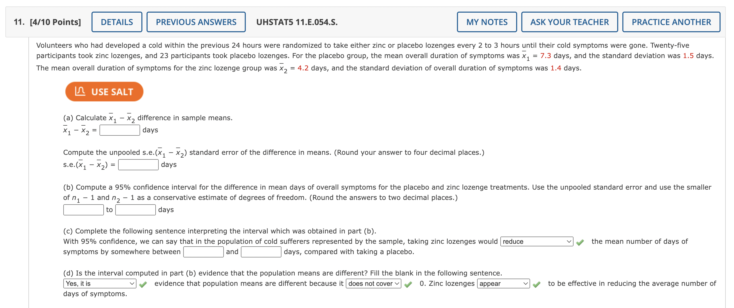 (c) Mean systolic blood pressure for a sample of n = 360