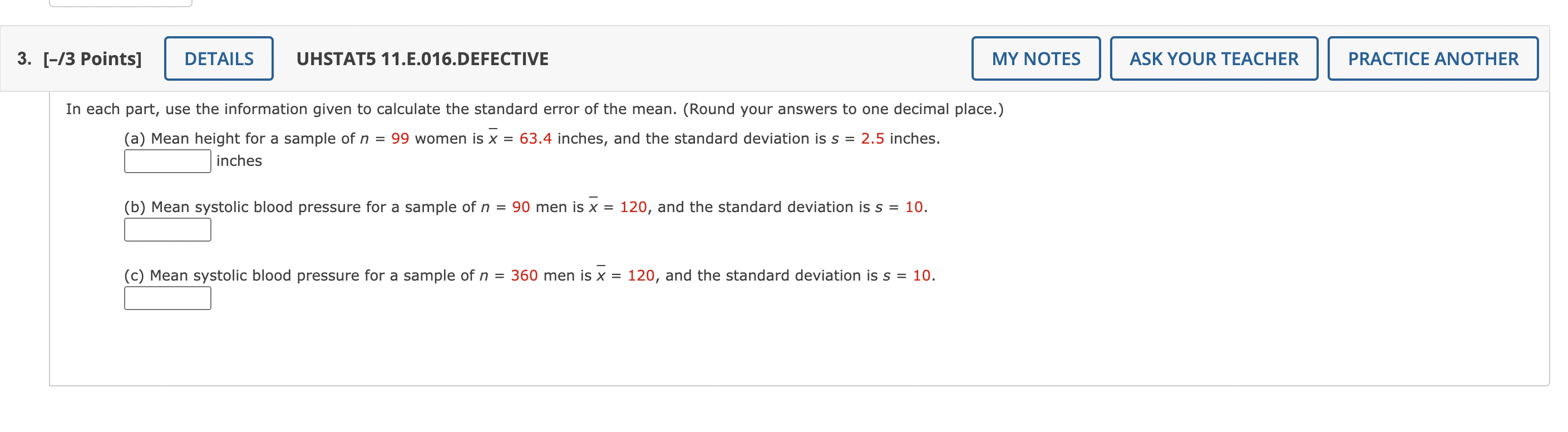 Points] PREVIOUS ANSWERS UHSTATS 11.E.029.S. ASK YOUR TEACHER PRACTICE ANOTHER Each man