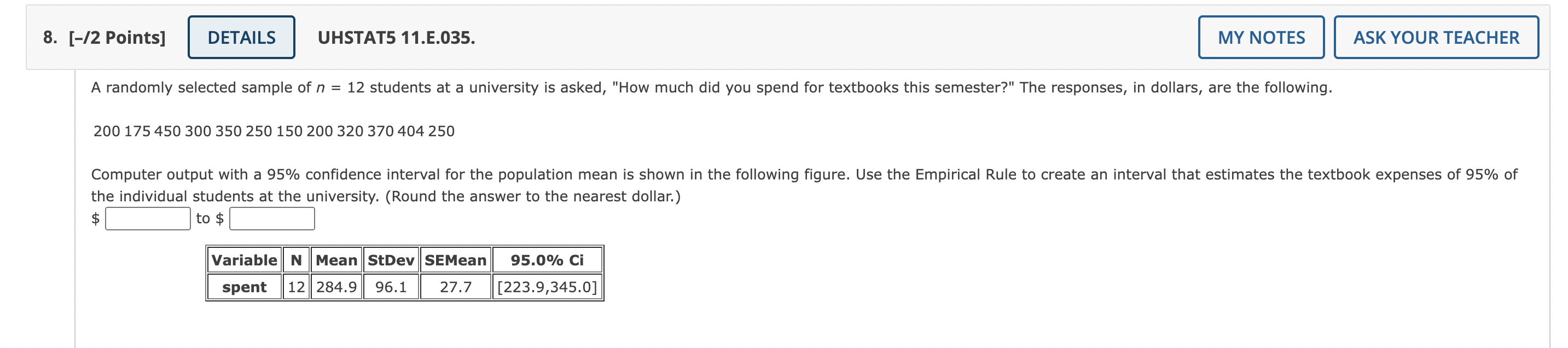 use (a) Find the value of the standard error of the sample
