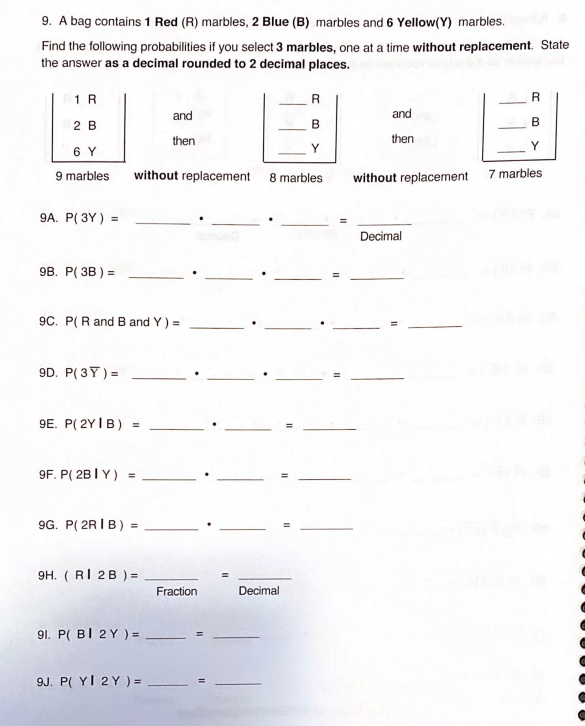 2 decimal places. 5 R and 5 R 3 B 3 B