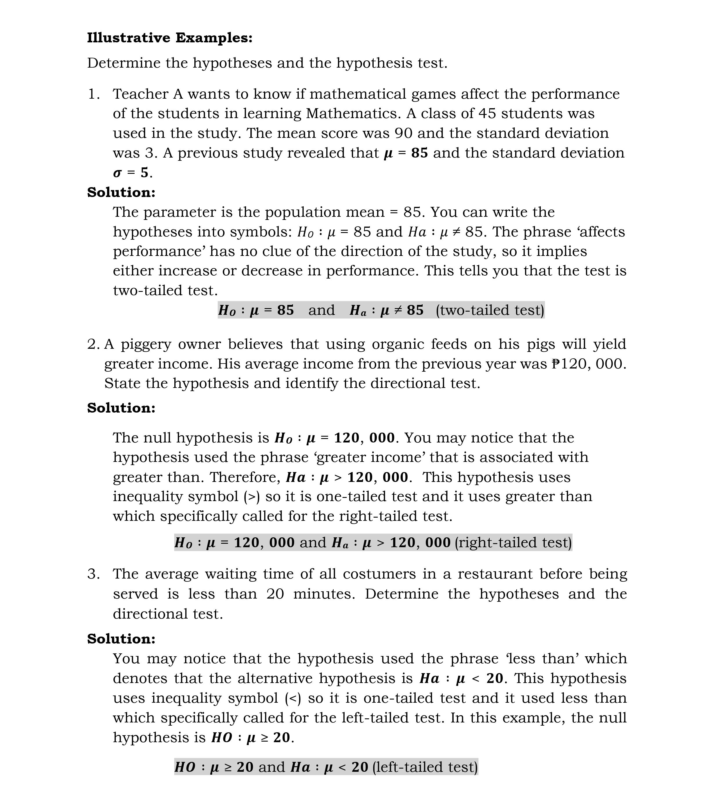 a Let Us Study A statistical hypothesis is a statement about a