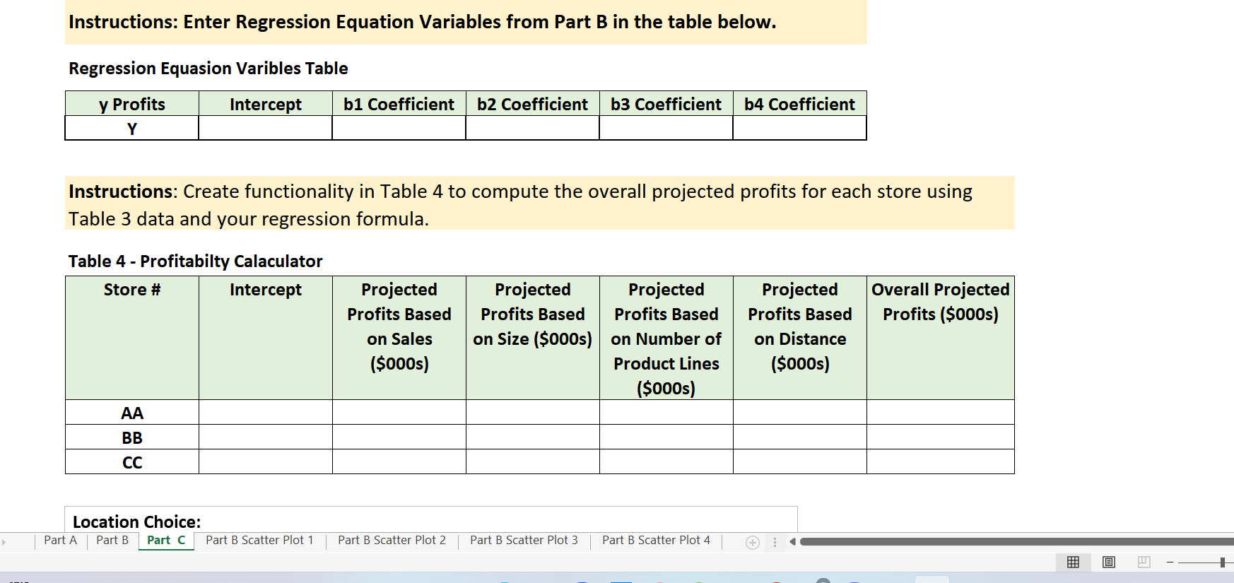 From Nearest Competitor. Profits Size (000s sq Store # ($000s) Sales ($000s)
