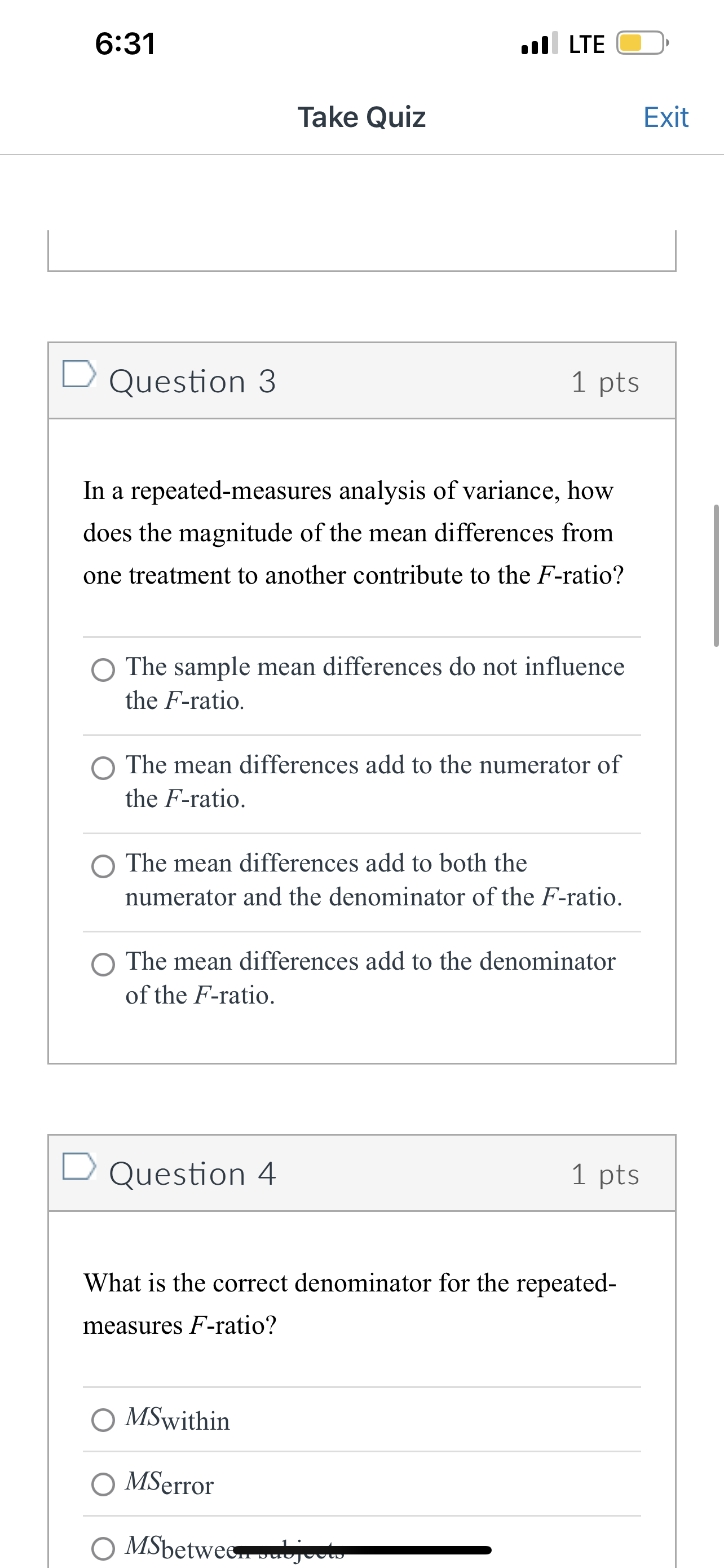 the F -ratio. For a repeated-measures ANOVA, what happens to the individual