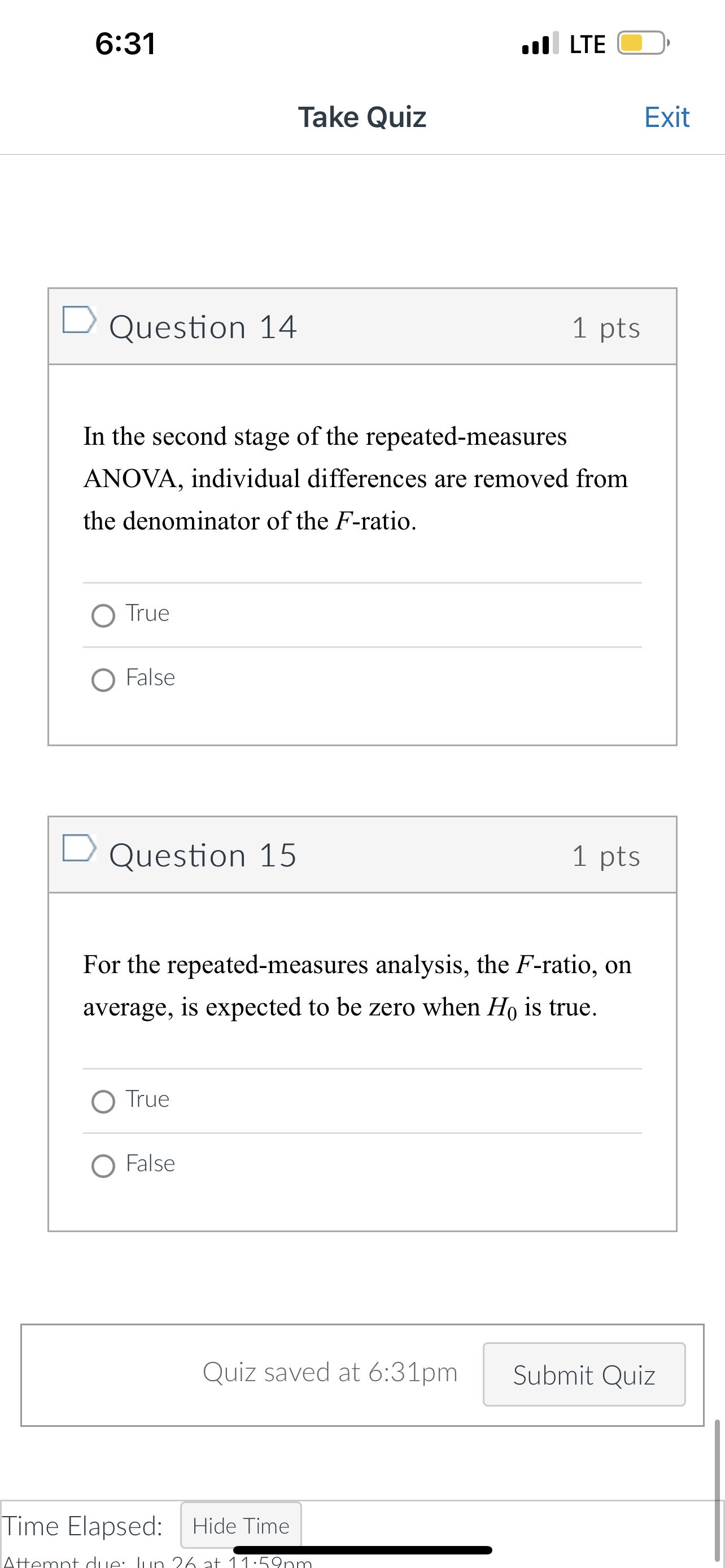 0 Individual differences contribute to the variance in the denominator. D Question