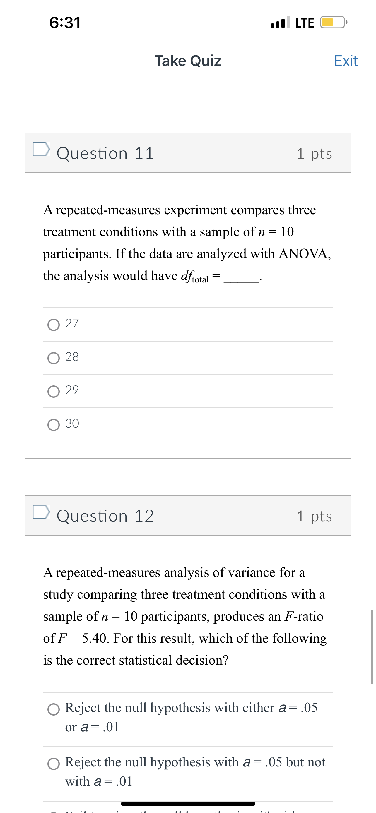 3 1 pts In a repeated-measures analysis of variance, how does the