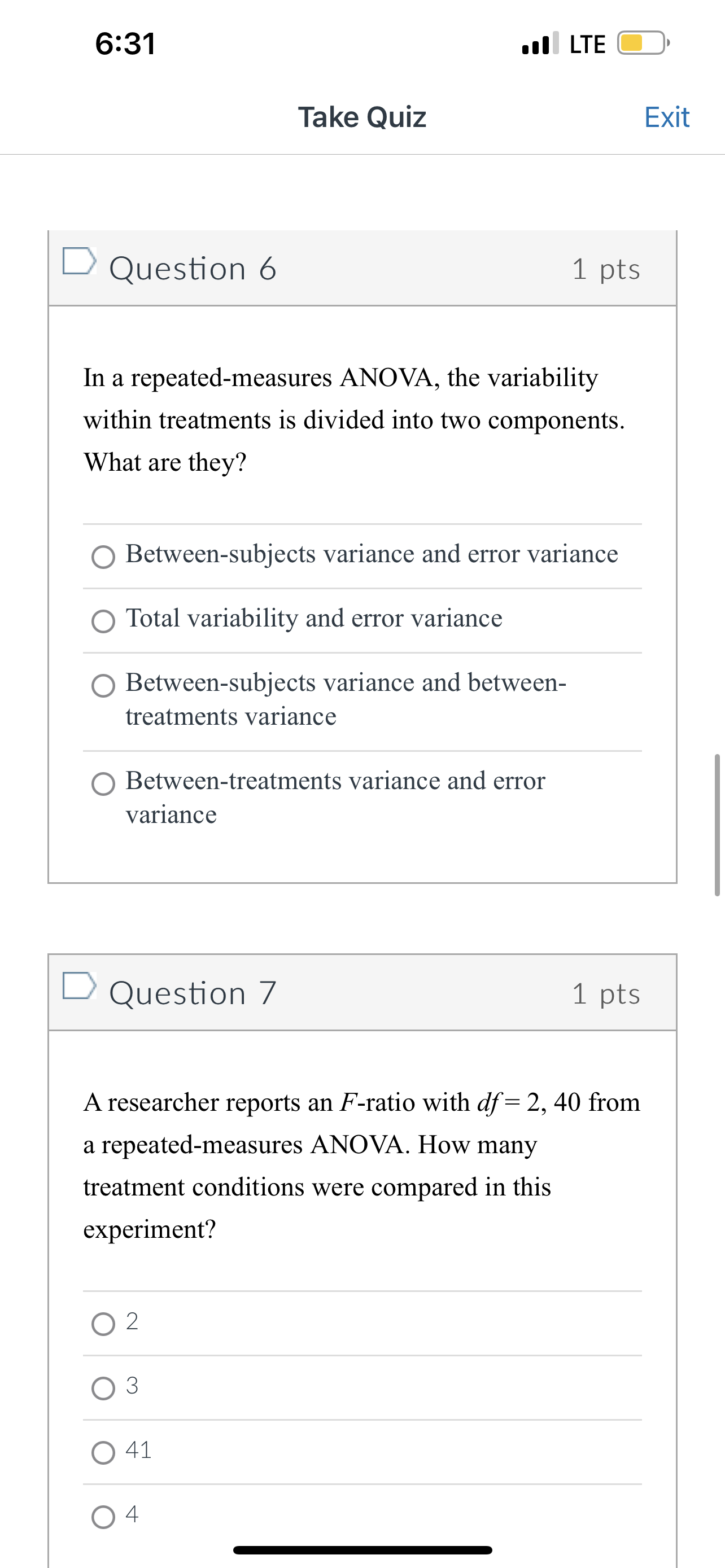 three treatment conditions with a sample of n = 10 participants, produces