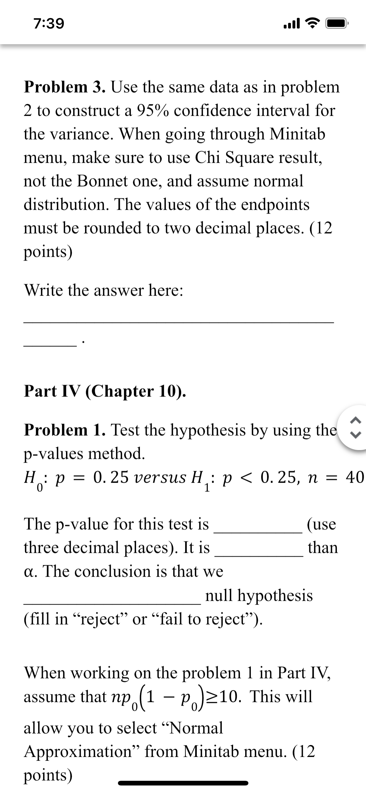 of the population from which this sample was taken and write the