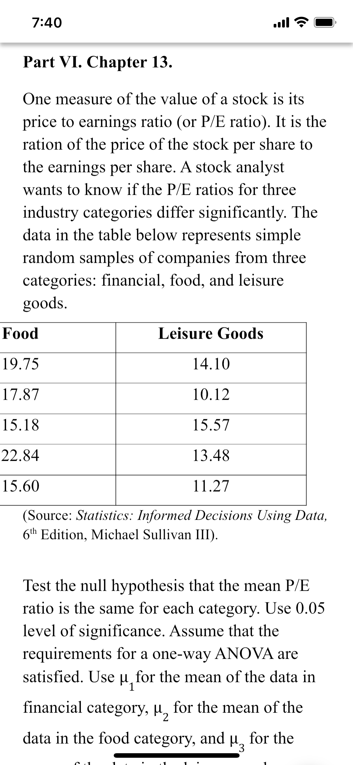 Construct two condence intervals for the mean of the population from which