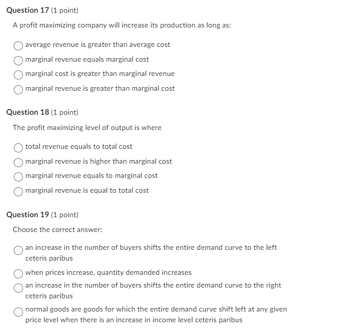 is very easy to enter and exit the market Question 6 (1