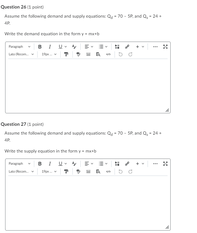 8 (1 point) When the demand is inelastic O the percentage change