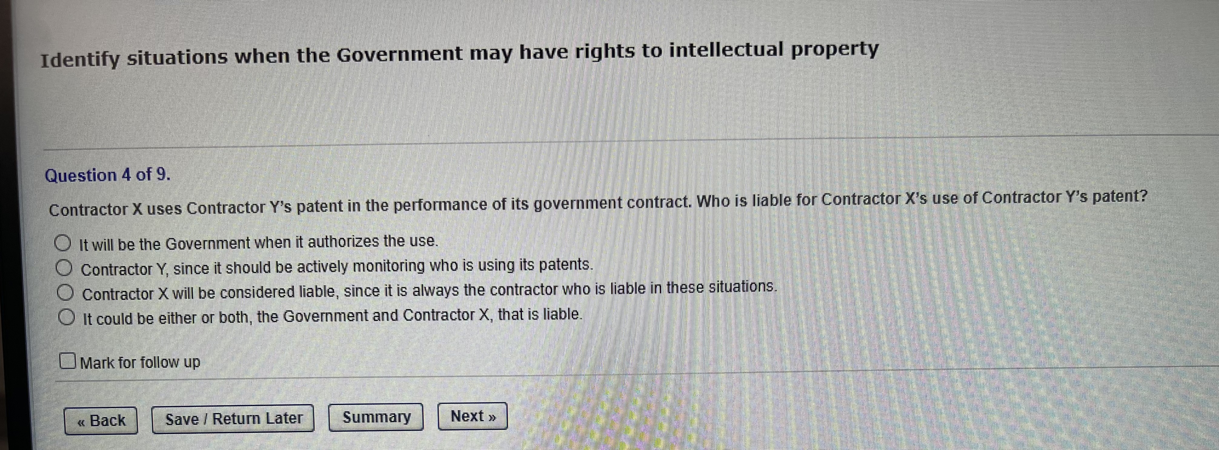 Identify situations w an tellectual property II Ill Illpt/CtofYspatent?E