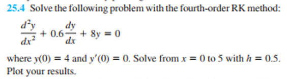25.4 Solve the following problem with the fourth-order RK method: dy
