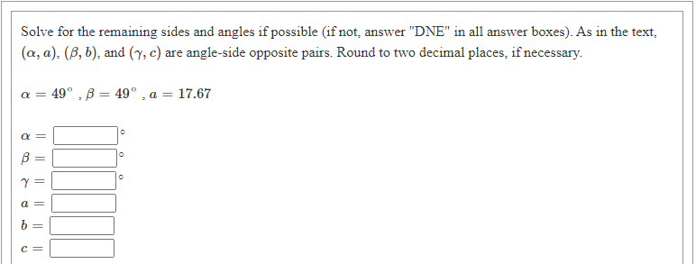 "DNE" in all answer boxes). As in the text: (Q, a): (,