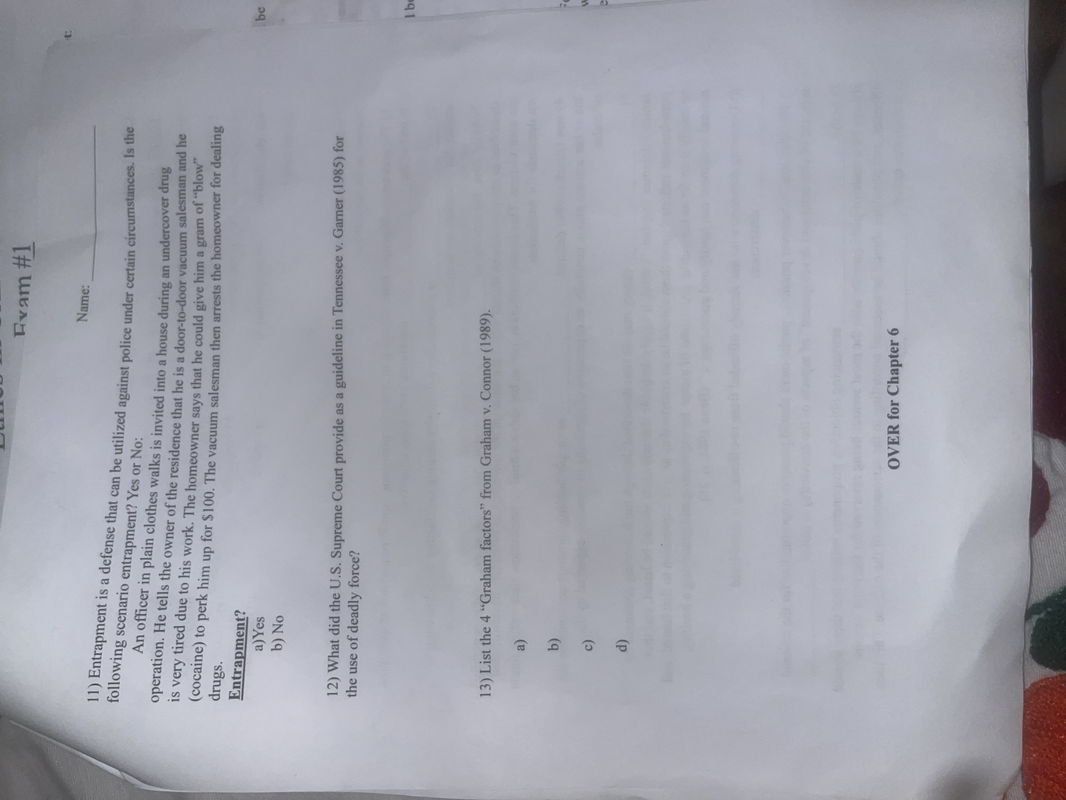 in the above Table B Continuum of Force, would you be the