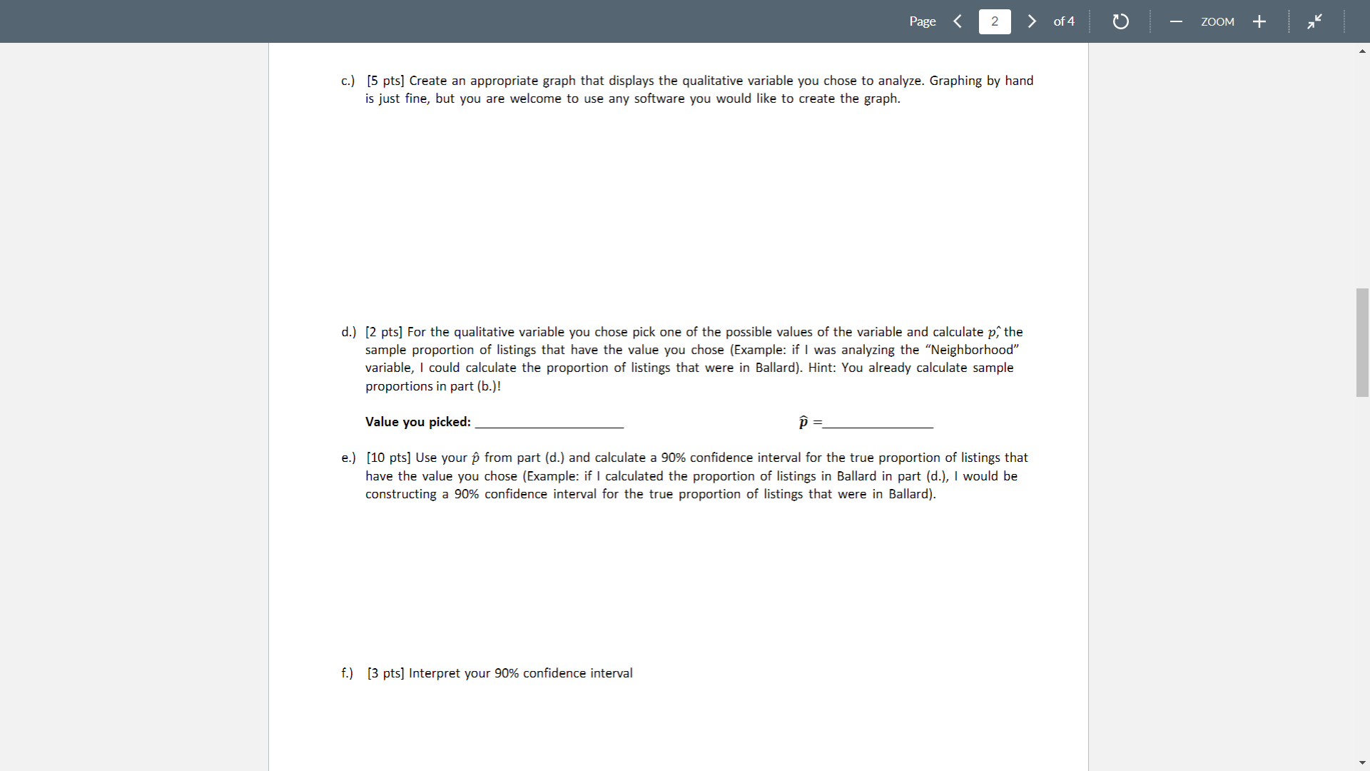 qualitative variable you chose to analyze. Graphing by hand is just ne,