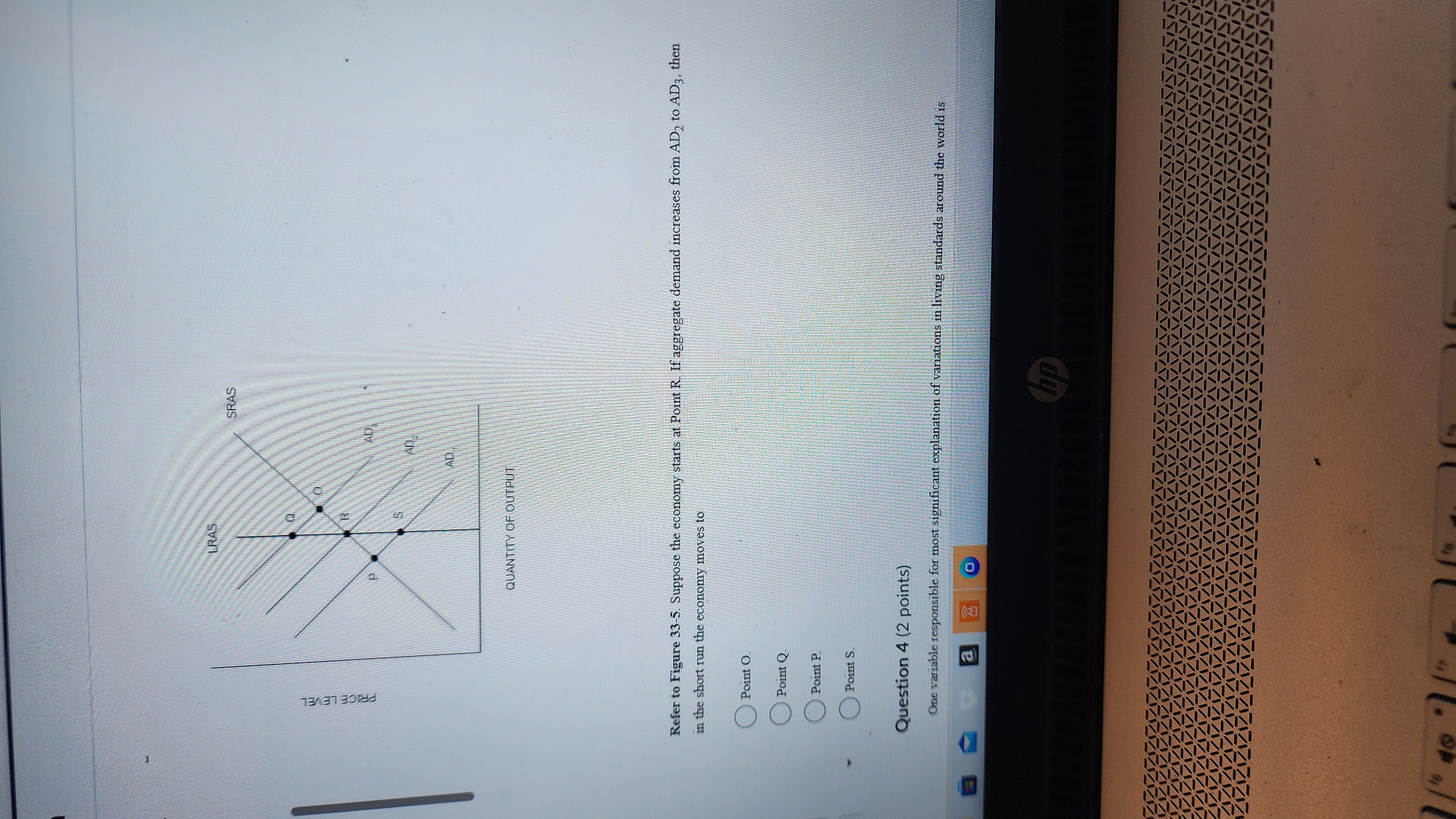 to Figure 33-5. Suppose the economy starts at Point R. If aggregate